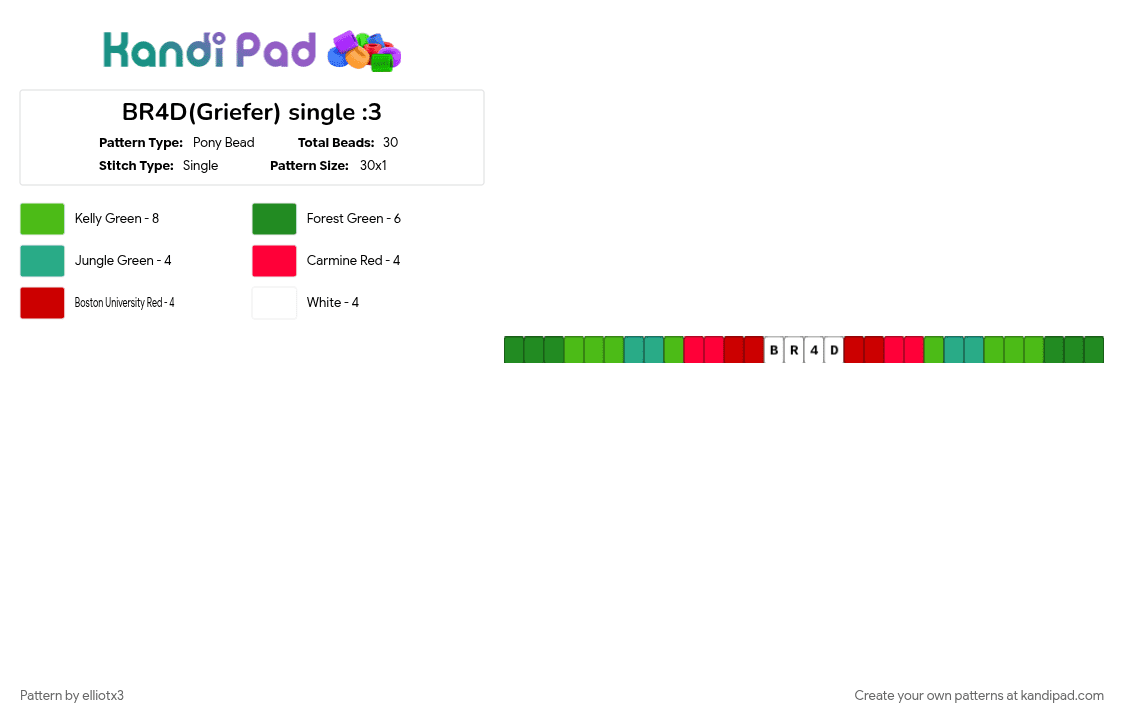 BR4D(Griefer) single :3 - Pony Bead Pattern by elliotx3 on Kandi Pad - blocktales, green, griefer blocktales, single