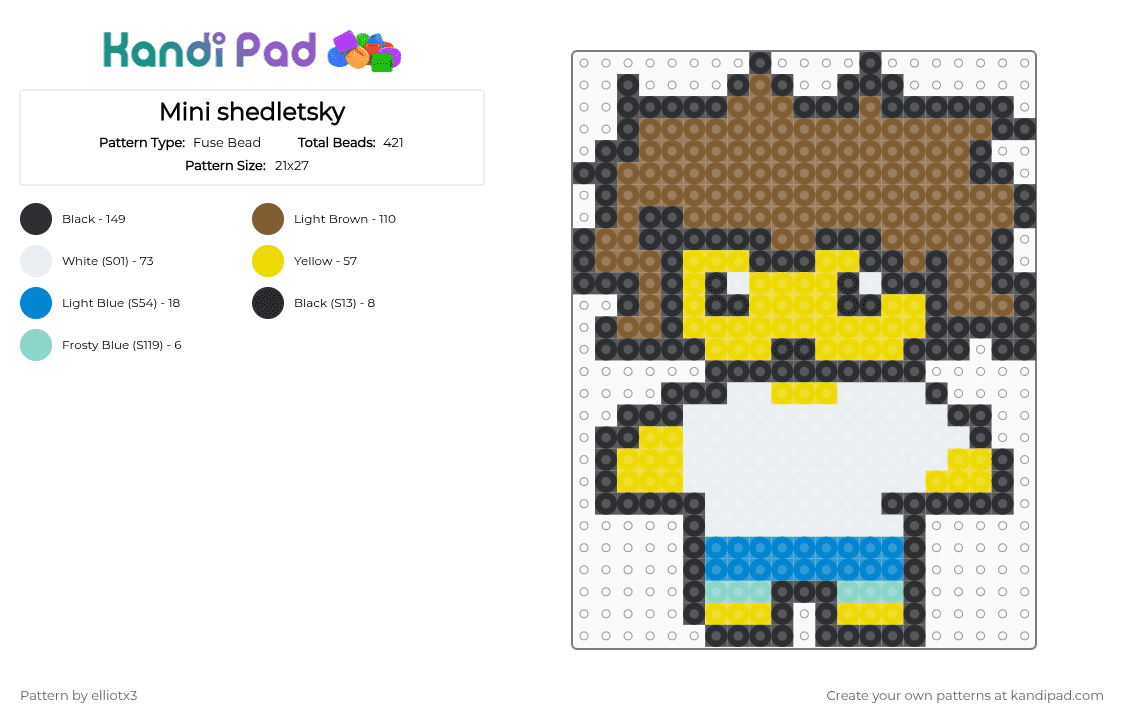 Mini shedletsky - Fuse Bead Pattern by elliotx3 on Kandi Pad - yellow,tan