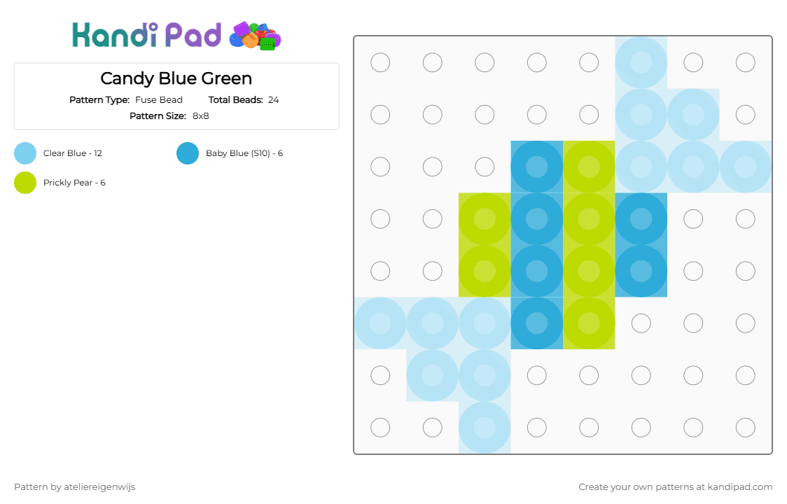 Candy Blue Green - Fuse Bead Pattern by ateliereigenwijs on Kandi Pad - light blue