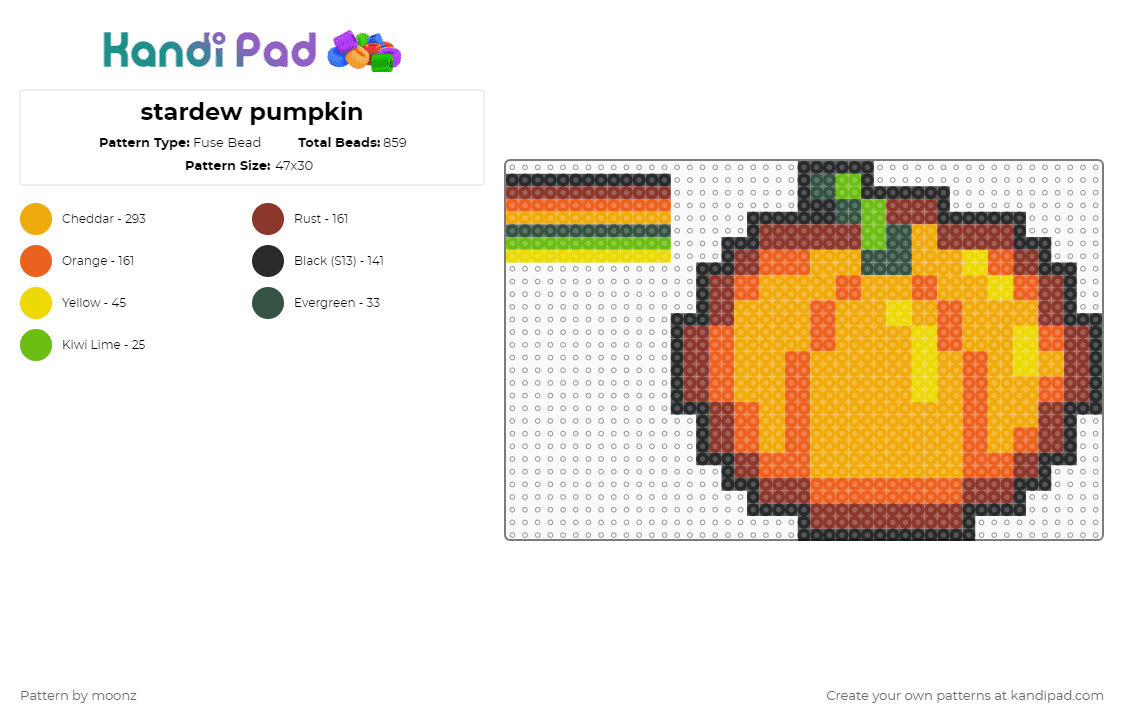 stardew pumpkin - Fuse Bead Pattern by moonz on Kandi Pad - red,orange