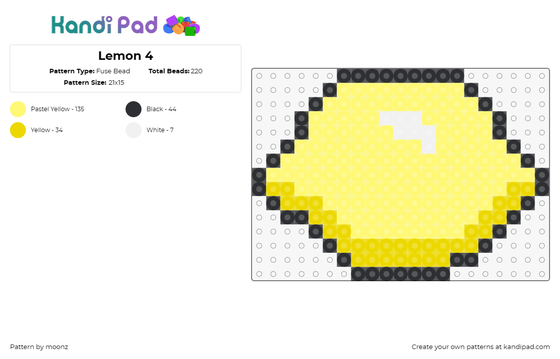 Lemon 4 - Fuse Bead Pattern by moonz on Kandi Pad - lemon,citrus,fruit,food,summer,yellow