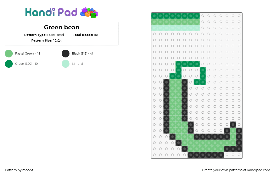 Green bean - Fuse Bead Pattern by moonz on Kandi Pad - bean,vegetable,food,simple,green