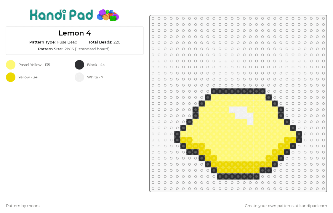 Lemon 4 - Fuse Bead Pattern by moonz on Kandi Pad - lemon,citrus,fruit,food,summer,yellow