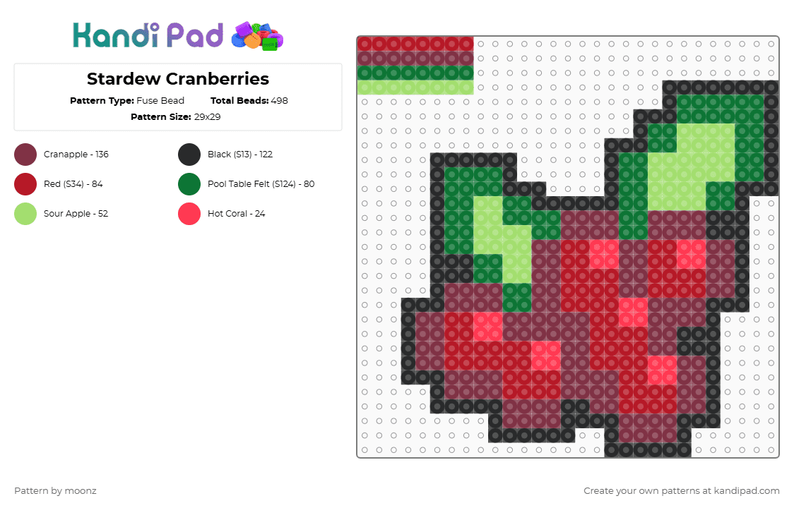 Stardew Cranberries - Fuse Bead Pattern by moonz on Kandi Pad - brown,green