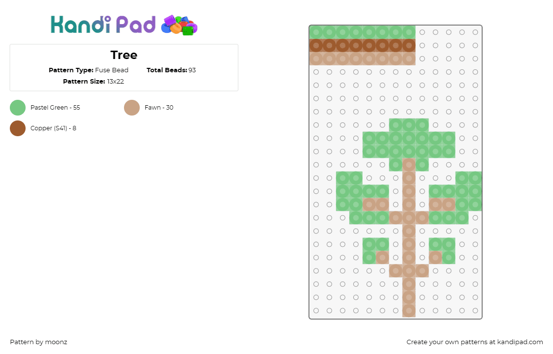 Tree - Fuse Bead Pattern by moonz on Kandi Pad - tree,plant,nature,simple,leaves,tan,green