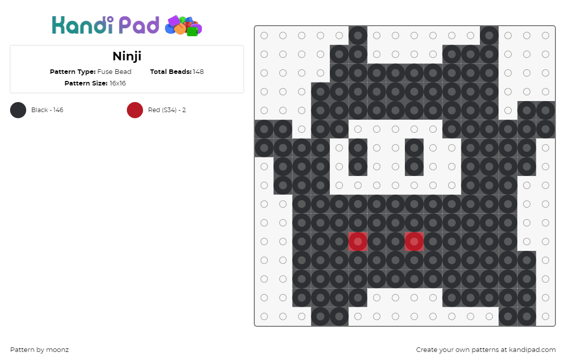 Ninji - Fuse Bead Pattern by moonz on Kandi Pad - ninji,yume kojo,doki doki panic,mario,character,nintendo,video game,black