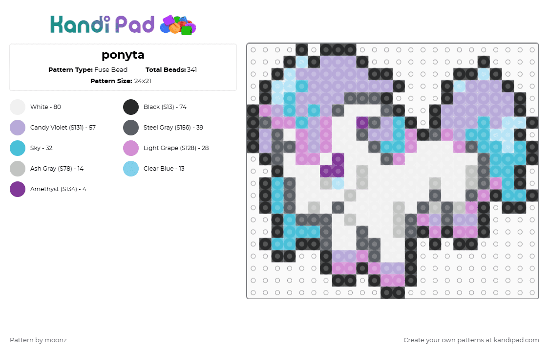 ponyta - Fuse Bead Pattern by moonz on Kandi Pad - pink,light blue