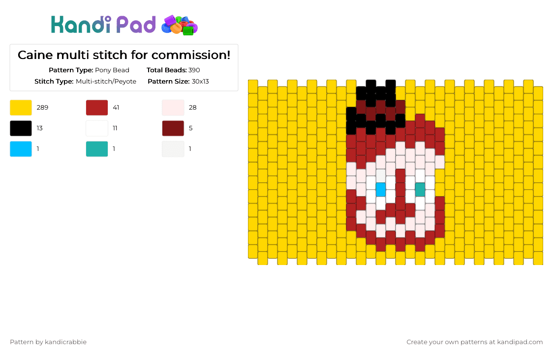Caine multi stitch for commission! - Pony Bead Pattern by urlocalkandicrabbie on Kandi Pad - yellow