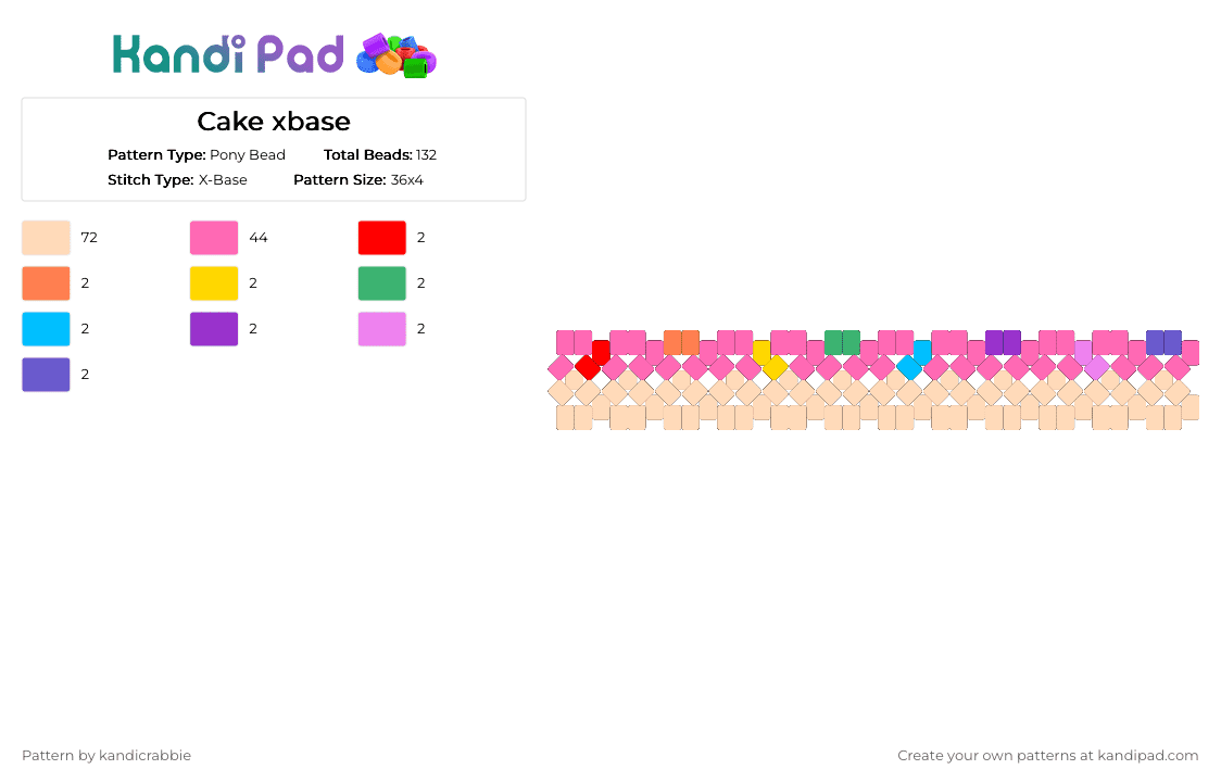 Cake xbase - Pony Bead Pattern by urlocalkandicrabbie on Kandi Pad - beige,pink,cotdcakes
