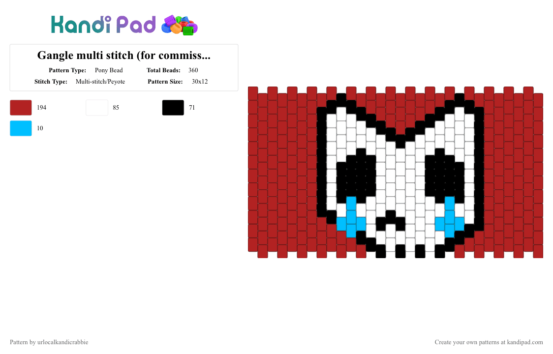 Gangle multi stitch (for commission) - Pony Bead Pattern by urlocalkandicrabbie on Kandi Pad - red