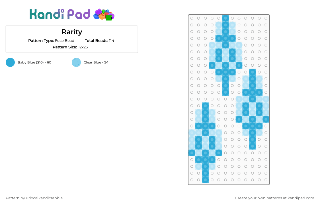Rarity - Fuse Bead Pattern by urlocalkandicrabbie on Kandi Pad - light blue