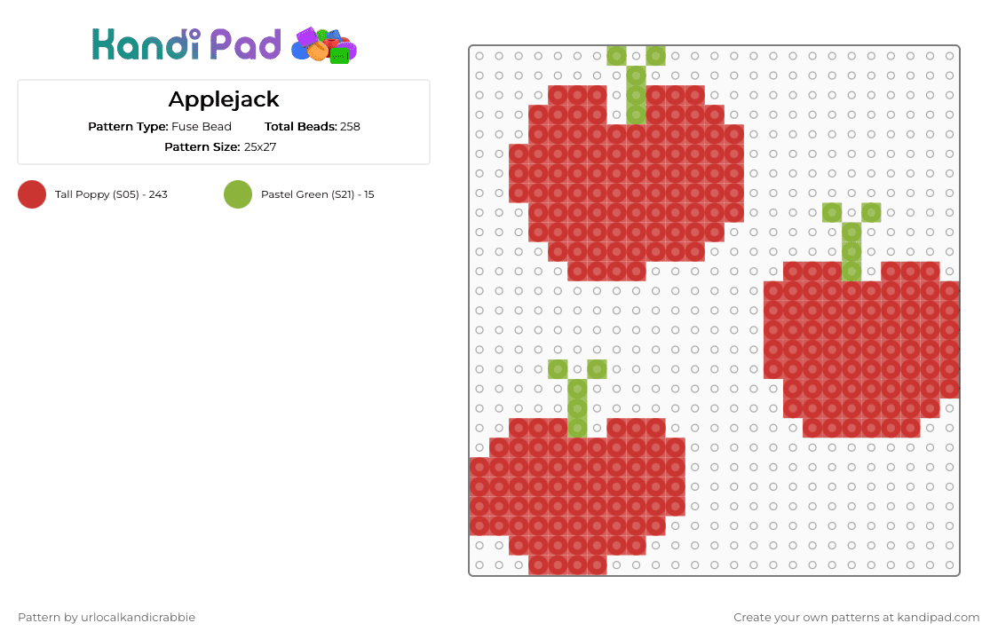 Applejack - Fuse Bead Pattern by urlocalkandicrabbie on Kandi Pad - red