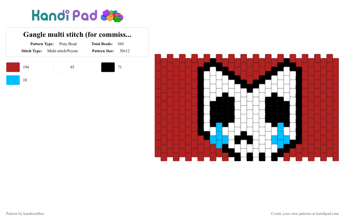 Gangle multi stitch (for commission) - Pony Bead Pattern by bubsurlocalkandicrabcom on Kandi Pad - red