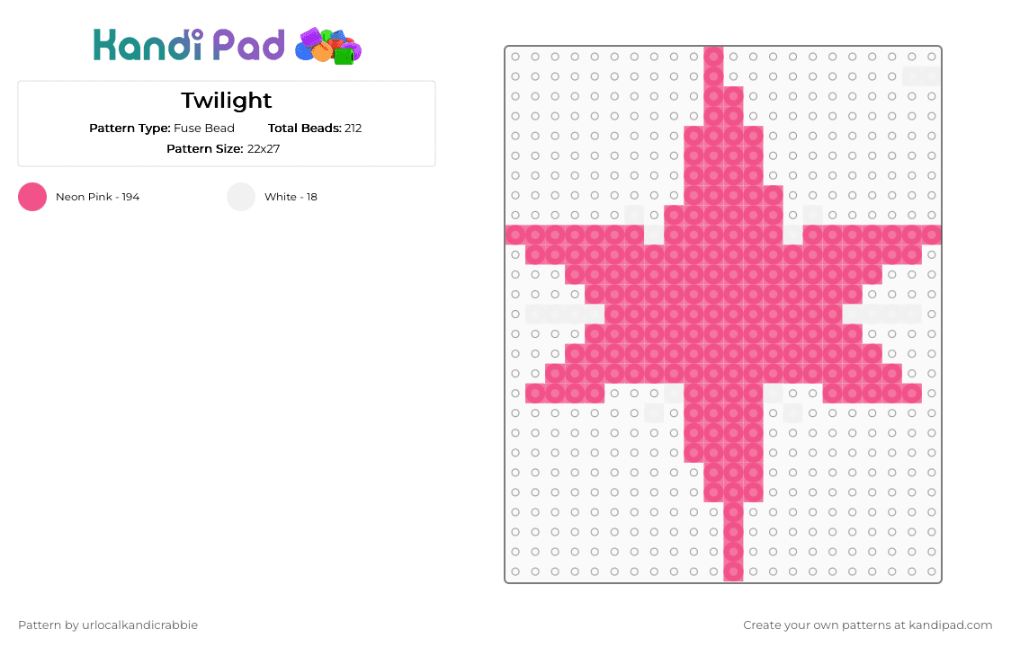Twilight - Fuse Bead Pattern by urlocalkandicrabbie on Kandi Pad - pink