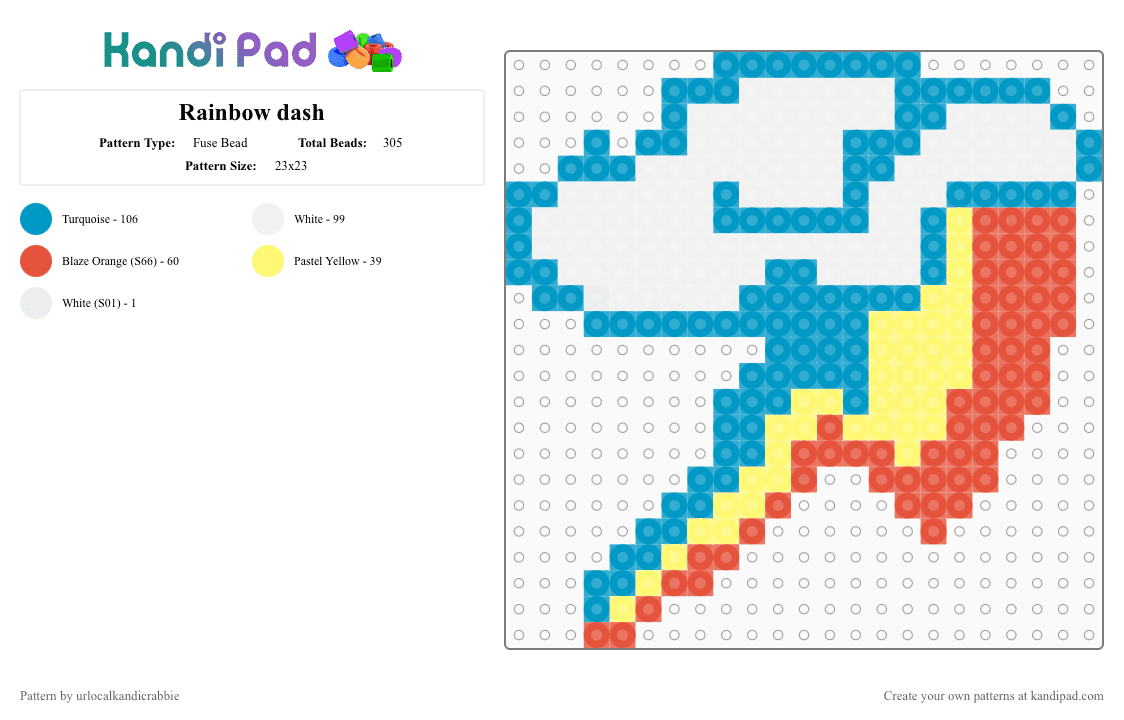 Rainbow dash - Fuse Bead Pattern by urlocalkandicrabbie on Kandi Pad - light blue