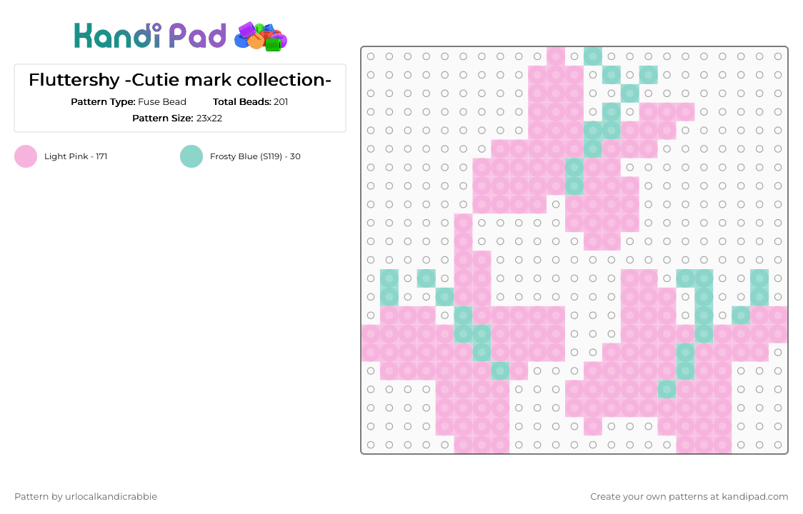 Fluttershy -Cutie mark collection- - Fuse Bead Pattern by urlocalkandicrabbie on Kandi Pad - pink