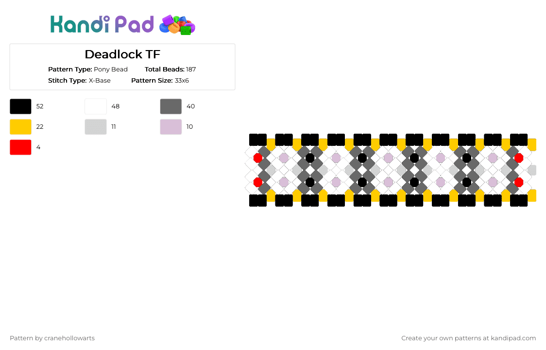 Deadlock TF - Pony Bead Pattern by cranehollowarts on Kandi Pad - gray,yellow,transformers