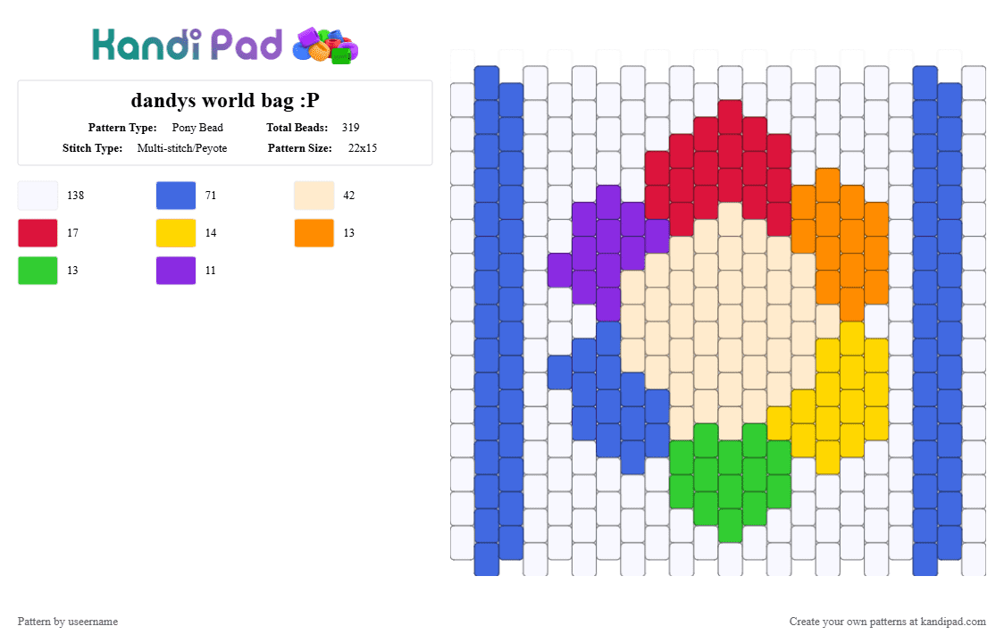 dandys world bag :P - Pony Bead Pattern by useername on Kandi Pad - white,blue,beige