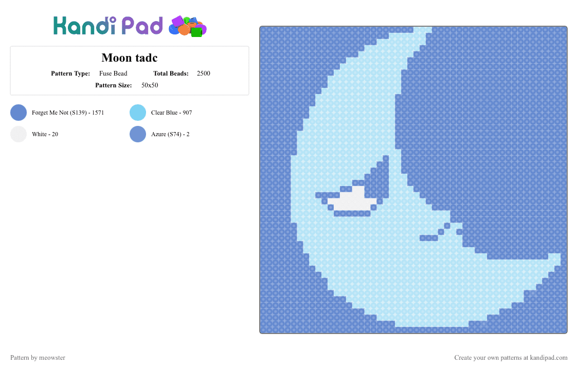 Moon tadc - Fuse Bead Pattern by meowster on Kandi Pad - blue,light blue,tadc,moon,theamazingdigitalcircus,tadc moon,caine