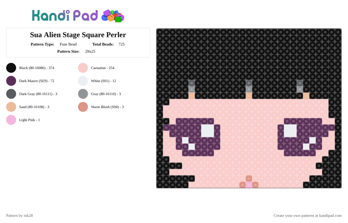 Sua Alien Stage Square Perler - Fuse Bead Pattern by ink28 on Kandi Pad - black,beige,sua,alnst,sua alien stage,alien stage