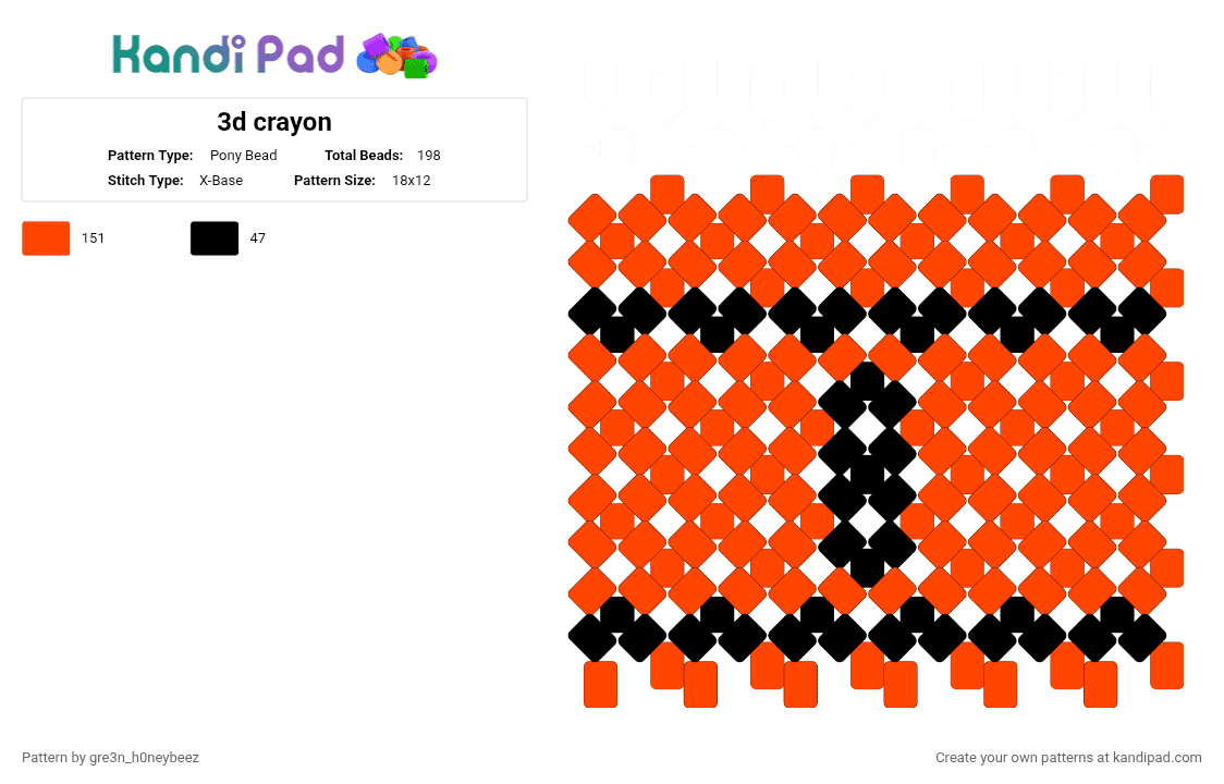 3d crayon - Pony Bead Pattern by gre3n_h0neybeez on Kandi Pad - red