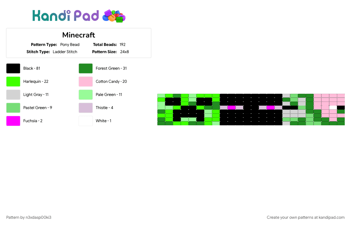 Minecraft - Pony Bead Pattern by n3xdasp00ki3 on Kandi Pad - green