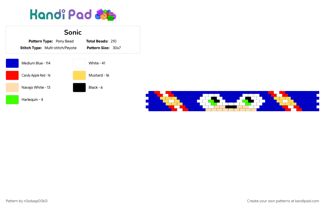 Sonic - Pony Bead Pattern by n3xdasp00ki3 on Kandi Pad - purple