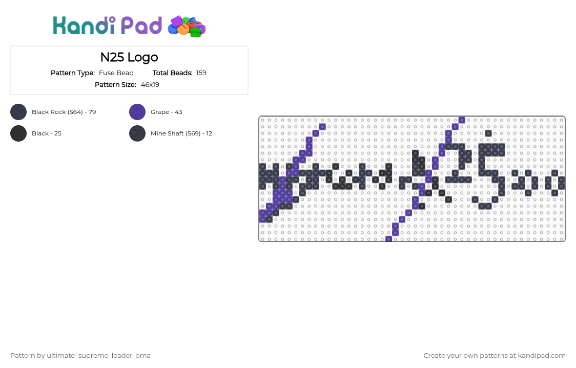 N25 Logo - Fuse Bead Pattern by ultimate_supreme_leader_oma on Kandi Pad - purple