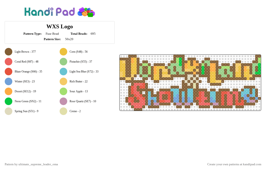WXS Logo - Fuse Bead Pattern by ultimate_supreme_leader_oma on Kandi Pad - red, tan, yellow