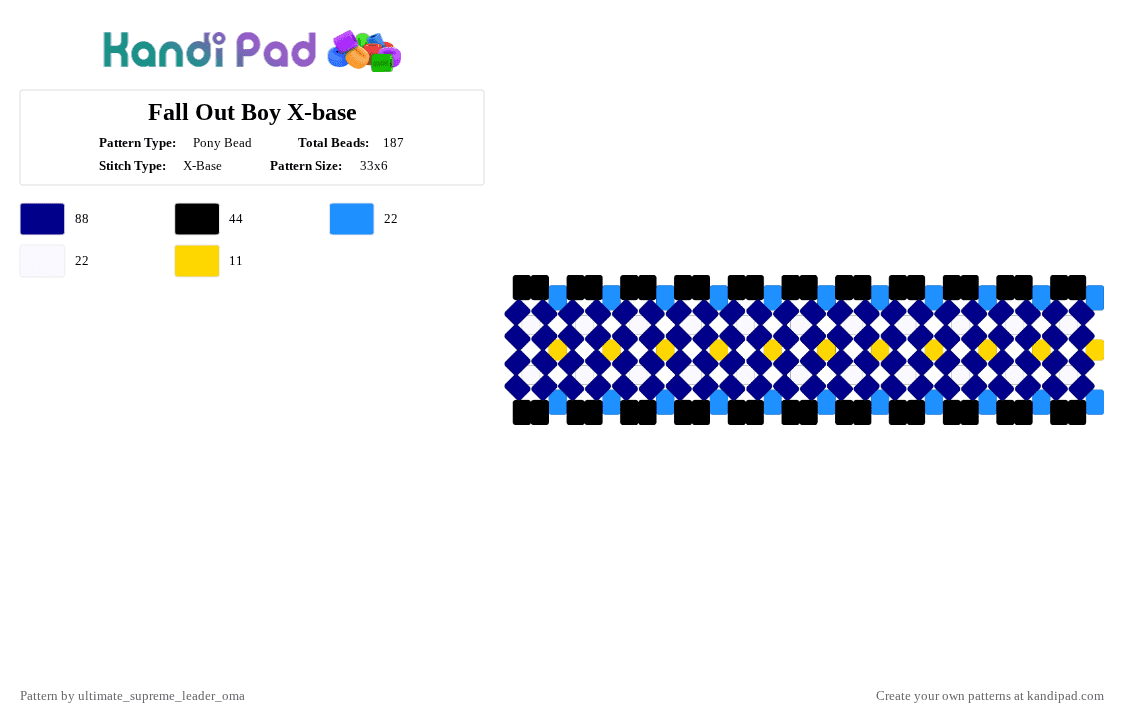 Fall Out Boy X-base - Pony Bead Pattern by ultimate_supreme_leader_oma on Kandi Pad - purple