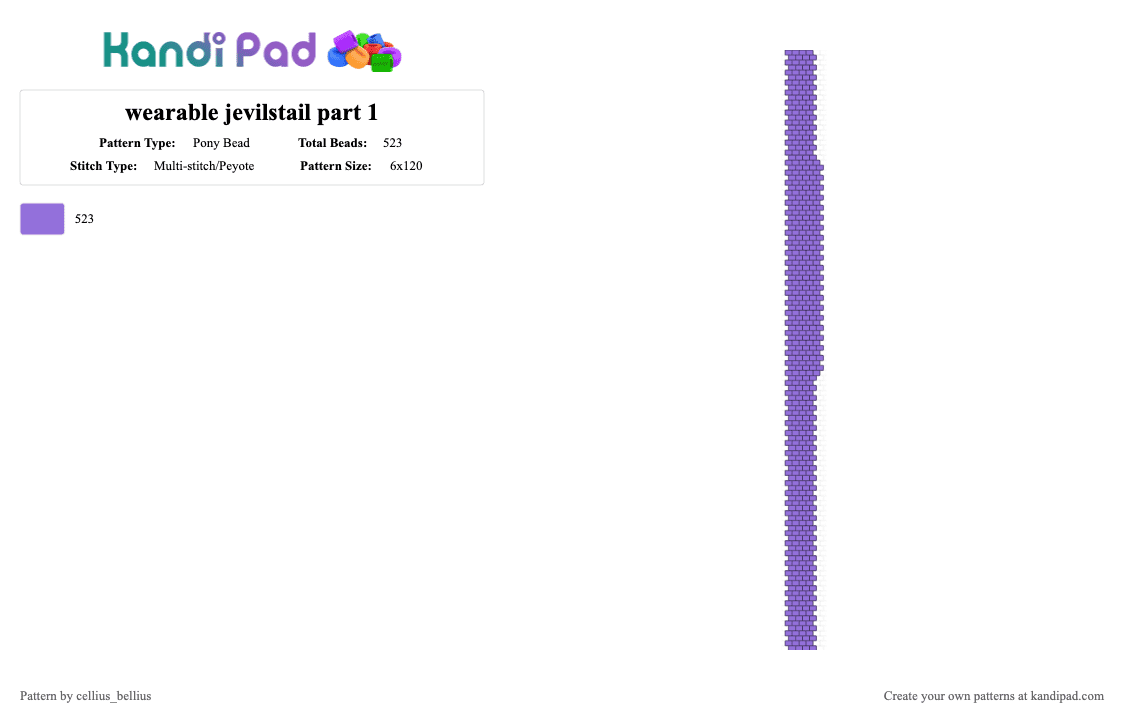 wearable jevilstail part 1 - Pony Bead Pattern by cellius_bellius on Kandi Pad - purple