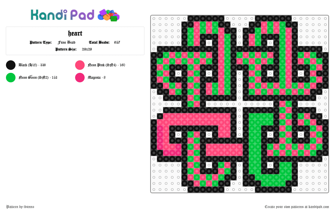 heart - Fuse Bead Pattern by idunno on Kandi Pad - red,green