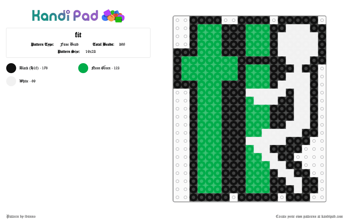 fit - Fuse Bead Pattern by idunno on Kandi Pad - white,green