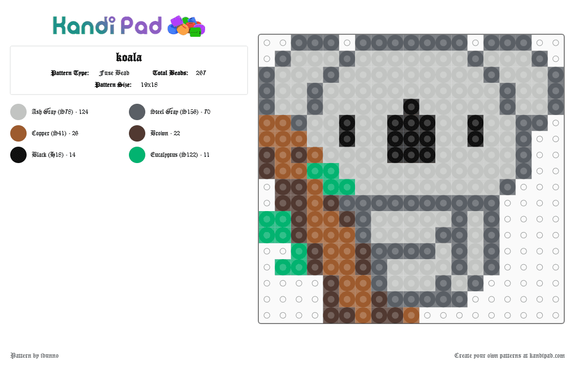 koala - Fuse Bead Pattern by idunno on Kandi Pad - gray,beige,cotdkoalas