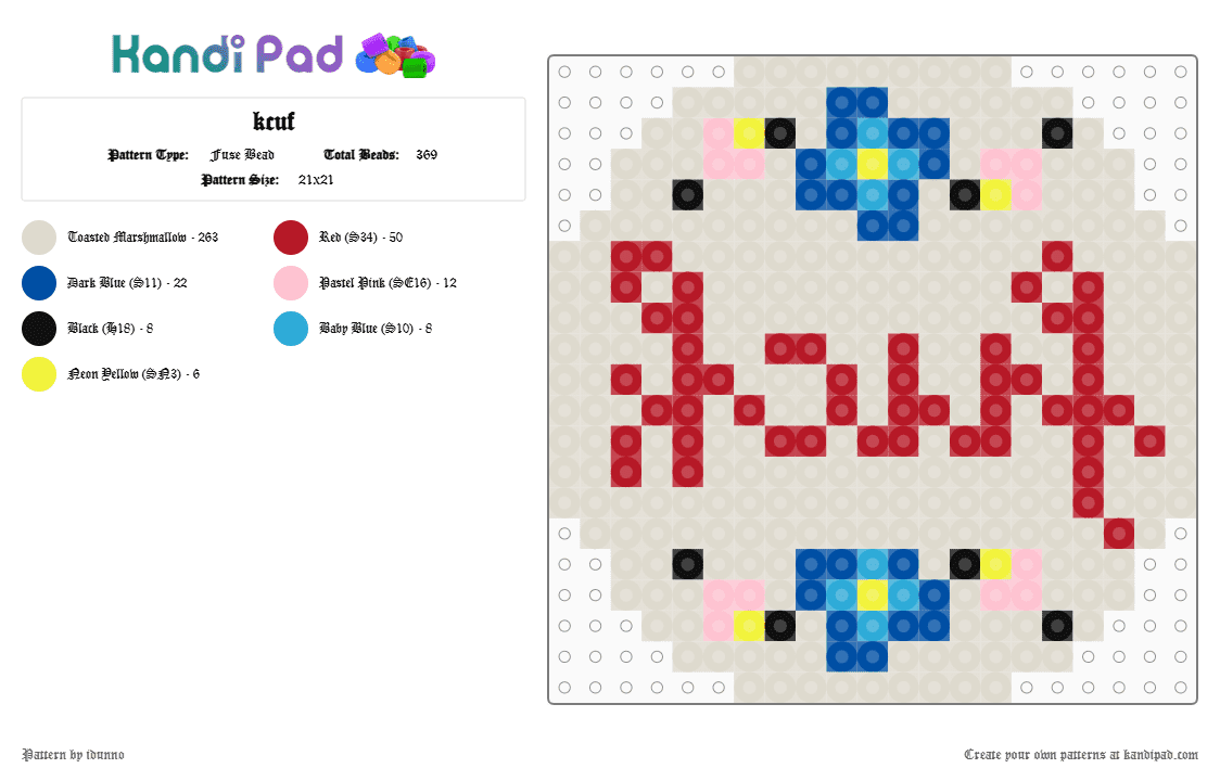 kcuf - Fuse Bead Pattern by idunno on Kandi Pad - beige