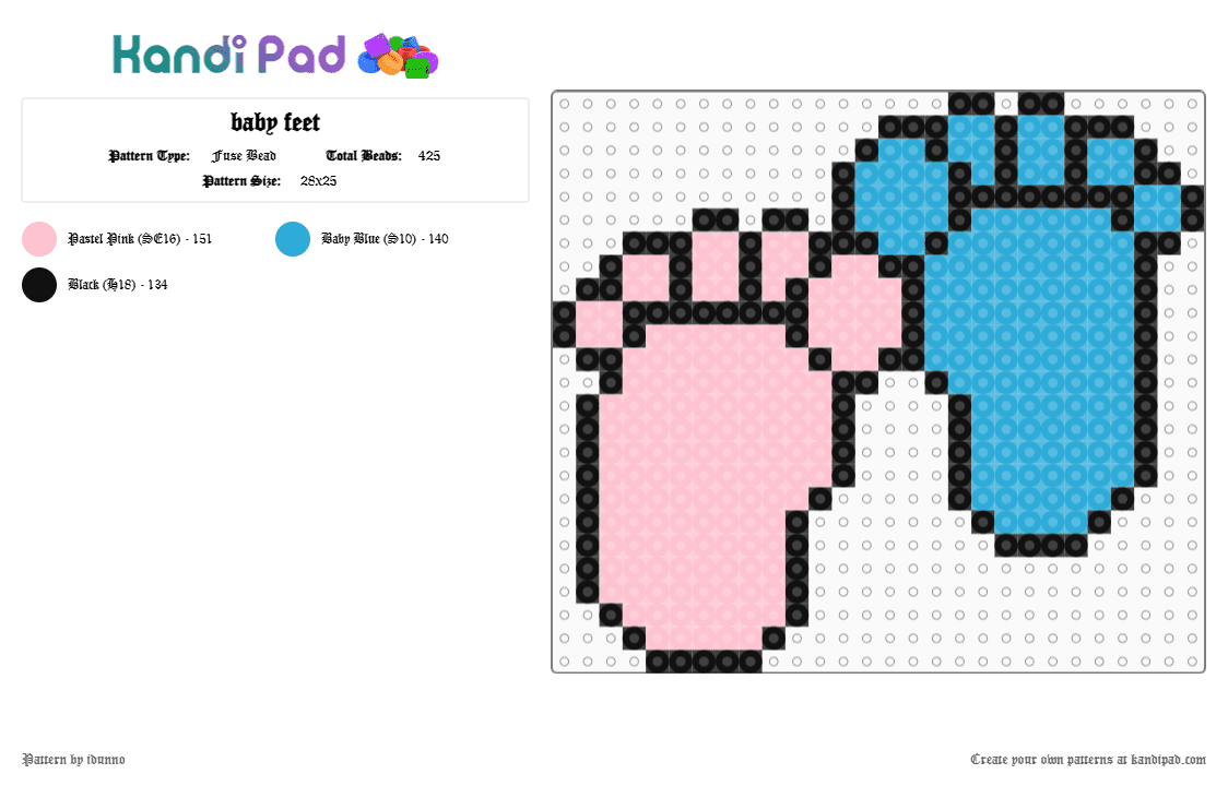 baby feet - Fuse Bead Pattern by idunno on Kandi Pad - 