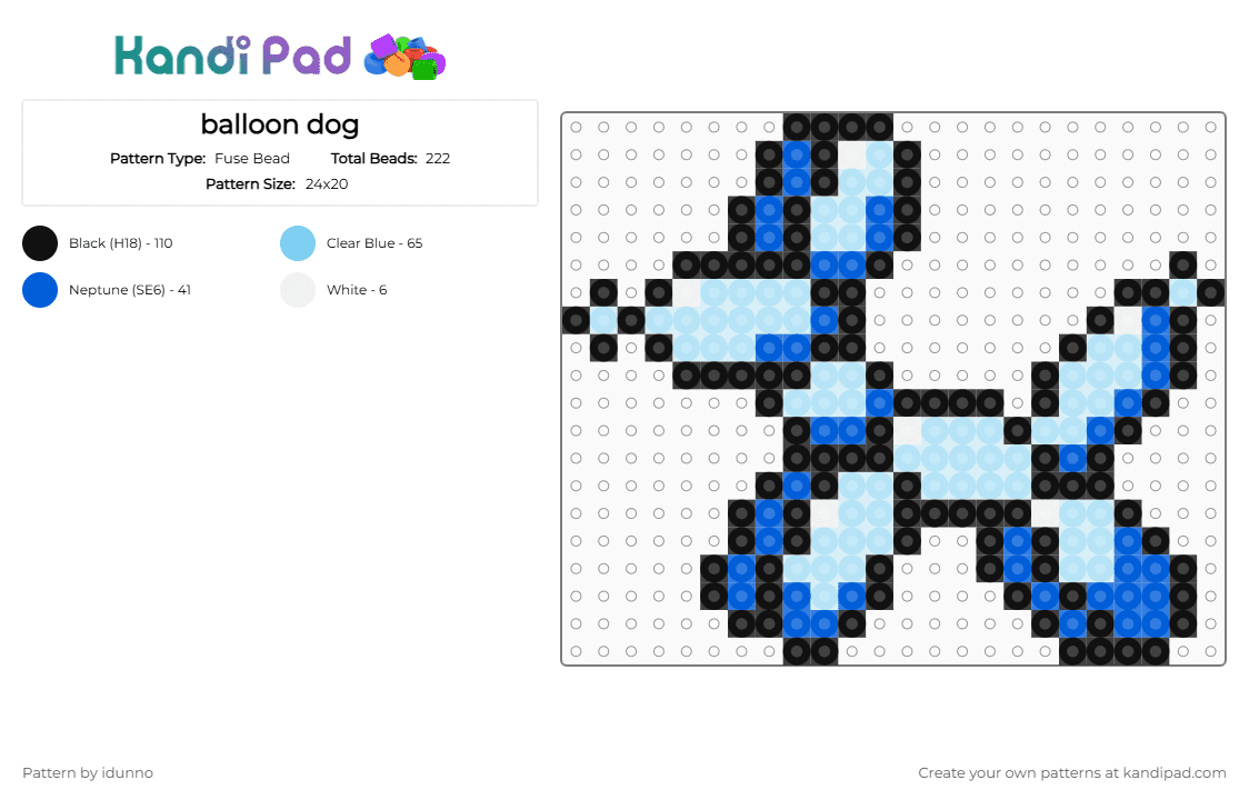 balloon dog - Fuse Bead Pattern by idunno on Kandi Pad - blue,light blue