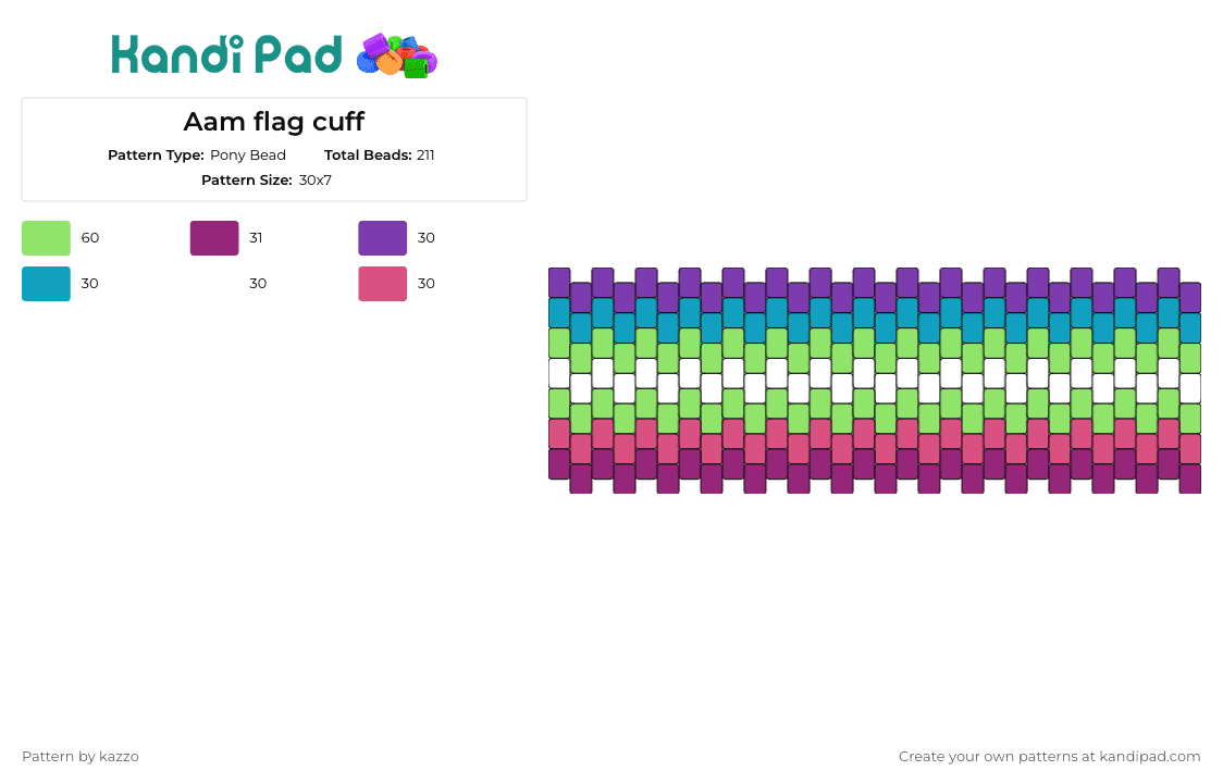 Aam flag cuff - Pony Bead Pattern by kazzo on Kandi Pad - aam,pride,cuff,gradient,vibrant,cheerful,colorful