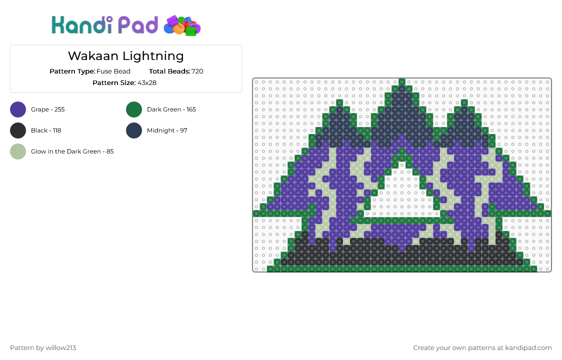 Wakaan Lightning - Fuse Bead Pattern by willow213 on Kandi Pad - purple