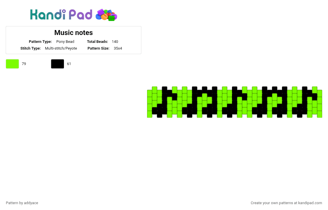 Handstream Notes Pattern Music notes Pony Bead Pattern - Kandi Pad | Kandi Patterns, Fuse Bead ...