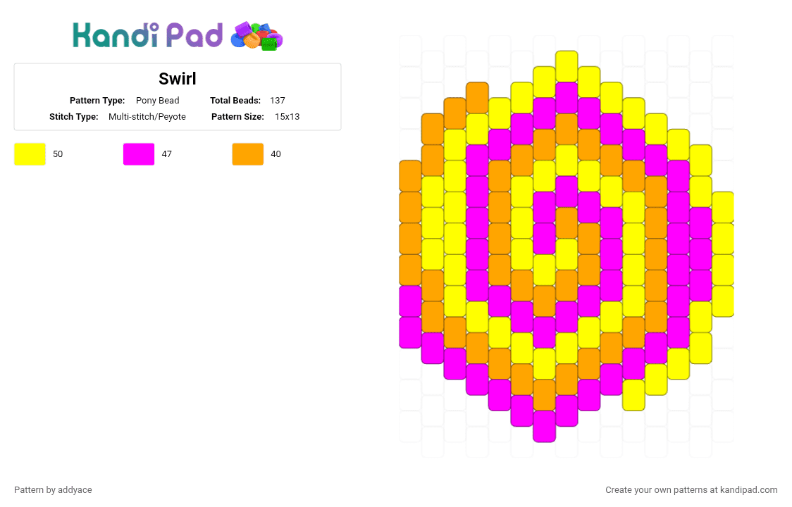 Swirl - Pony Bead Pattern by addyace on Kandi Pad - yellow,pink