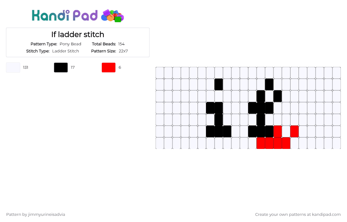 If ladder stitch - Pony Bead Pattern by jimmyurineisadvia on Kandi Pad - white