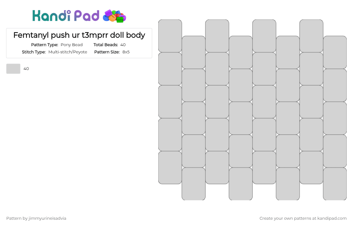 Femtanyl push ur t3mprr doll body - Pony Bead Pattern by jimmyurineisadvia on Kandi Pad - white