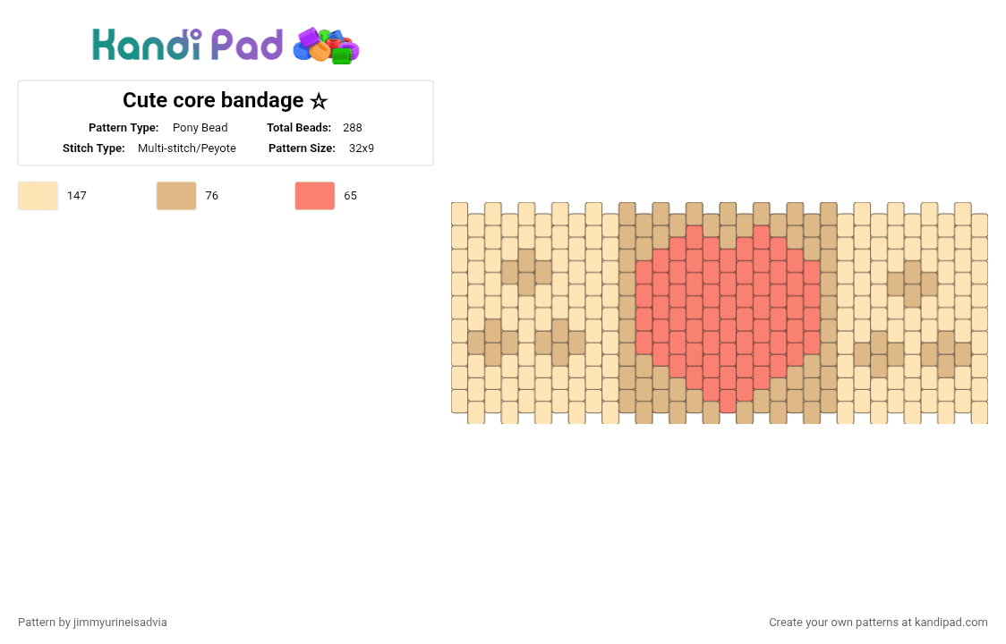 Cute core bandage ☆ - Pony Bead Pattern by jimmyurineisadvia on Kandi Pad - beige