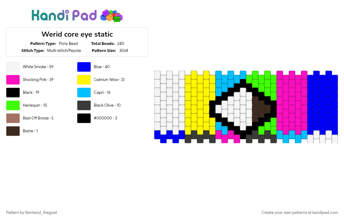 Werid core eye static - Pony Bead Pattern by femtanyl_thegoat on Kandi Pad - pink, purple, yellow