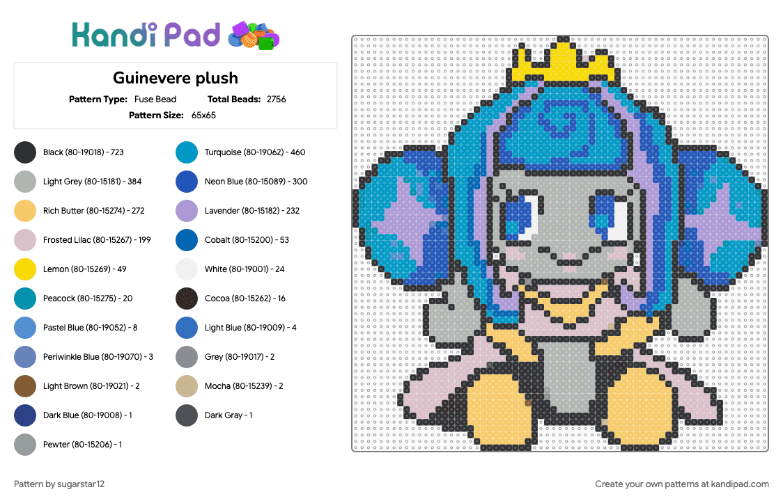 Guinevere plush - Fuse Bead Pattern by sugarstar12 on Kandi Pad - beige, colorful, light blue, pink