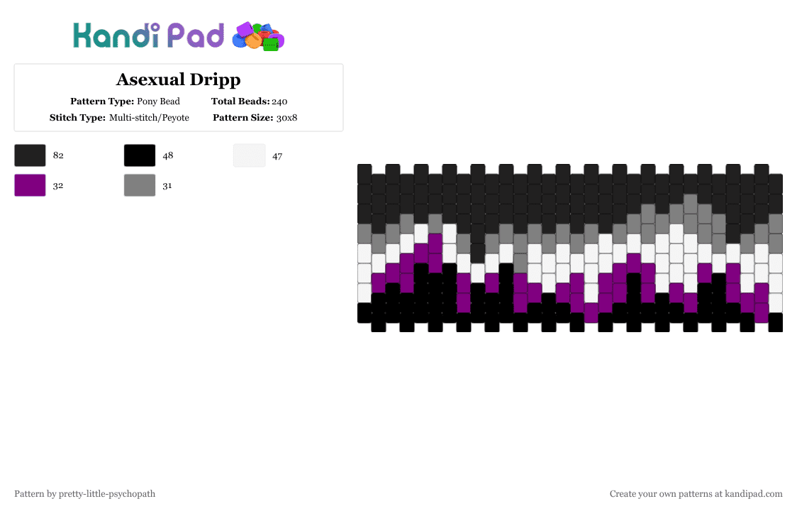 Asexual Dripp - Pony Bead Pattern by pretty-little-psychopath on Kandi Pad - black,gray,pink