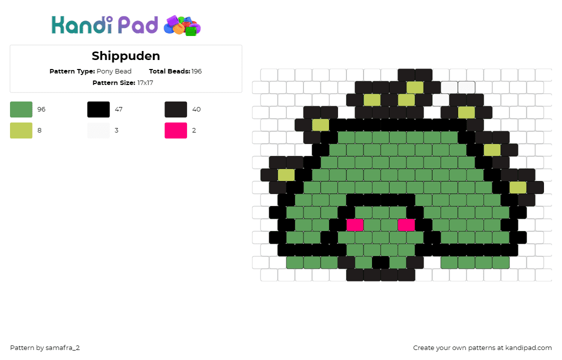 Shippuden - Pony Bead Pattern by samafra_2 on Kandi Pad - shippuden,turtle,naruto,green