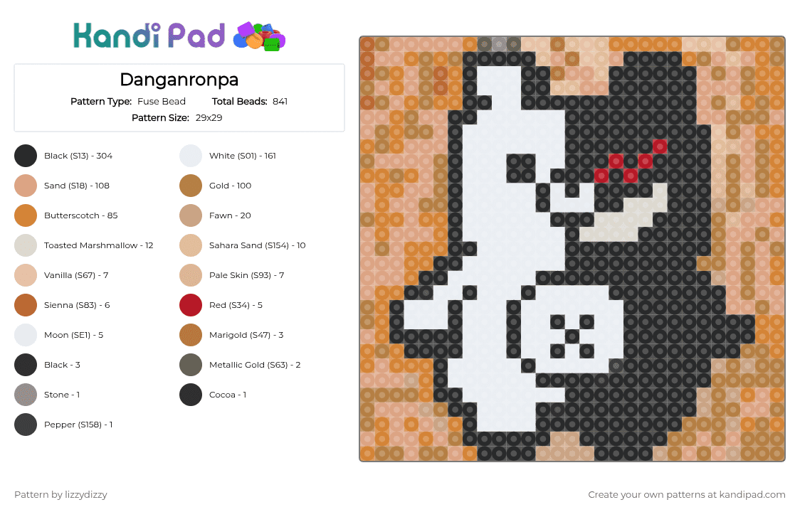 Danganronpa - Fuse Bead Pattern by lizzydizzy on Kandi Pad - beige,orange,tan