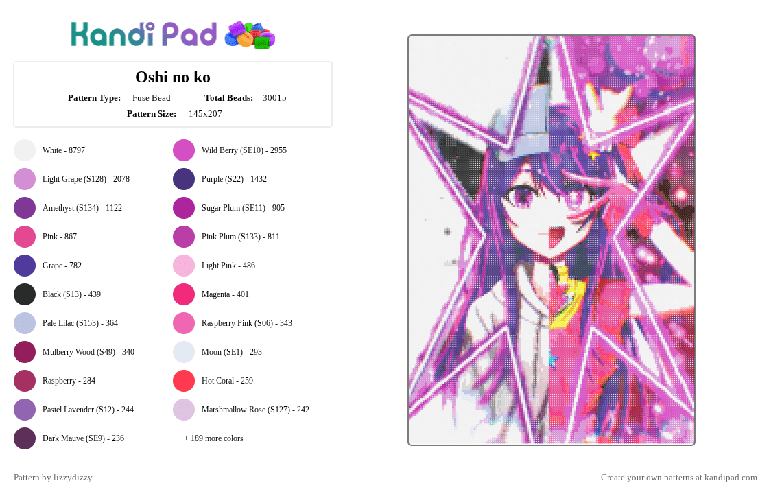Oshi no ko - Fuse Bead Pattern by lizzydizzy on Kandi Pad - 